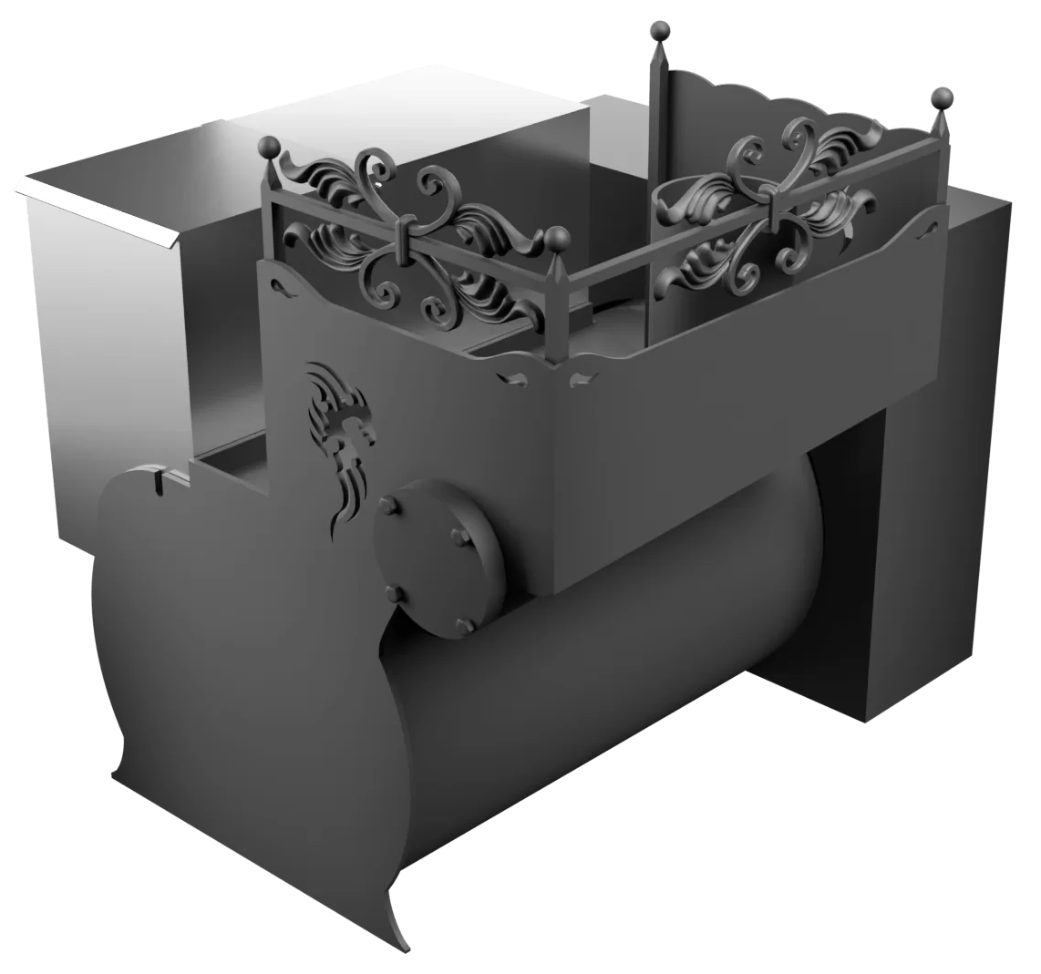 Печь Горыныч 3, каменка с левой стороны, малая дверь со стеклом, естественная система воздушного отопления фото в Уфе