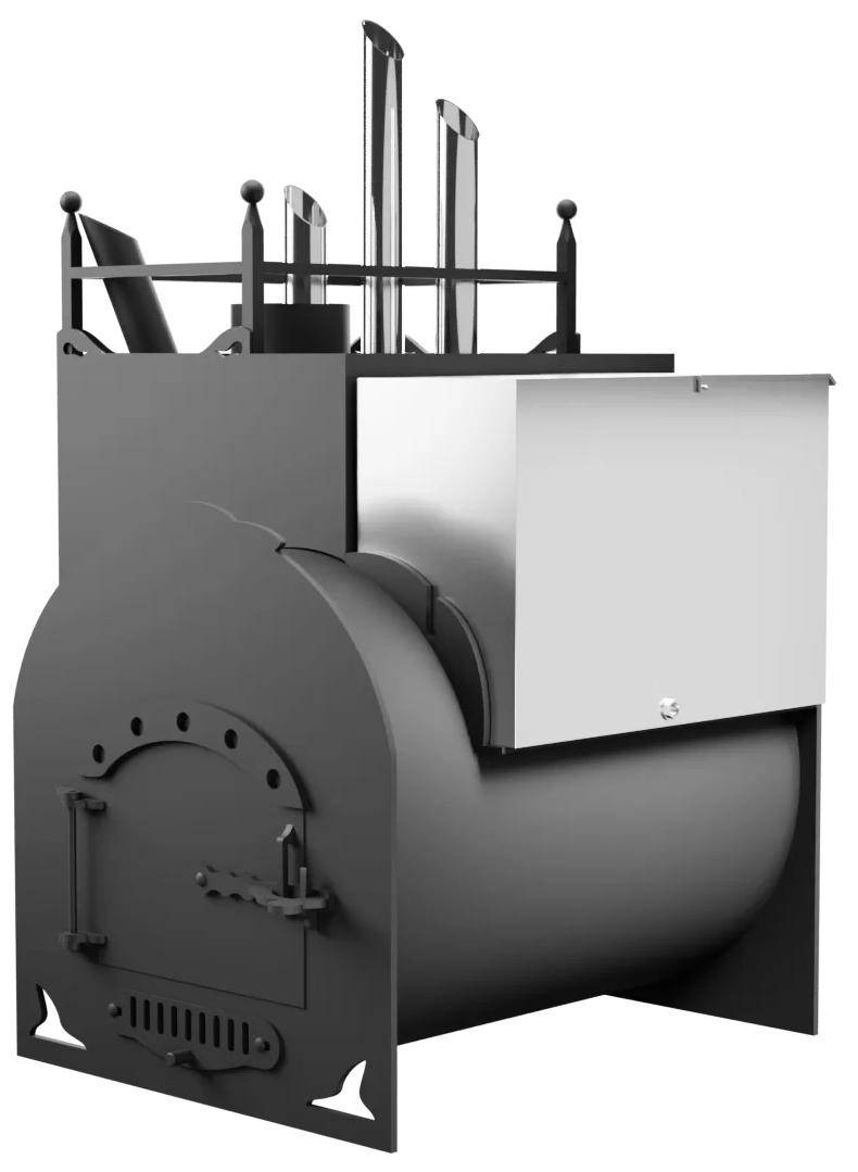 Печь Горыныч Мини, каменка закрытая с парогенератором с правой стороны фото в Уфе