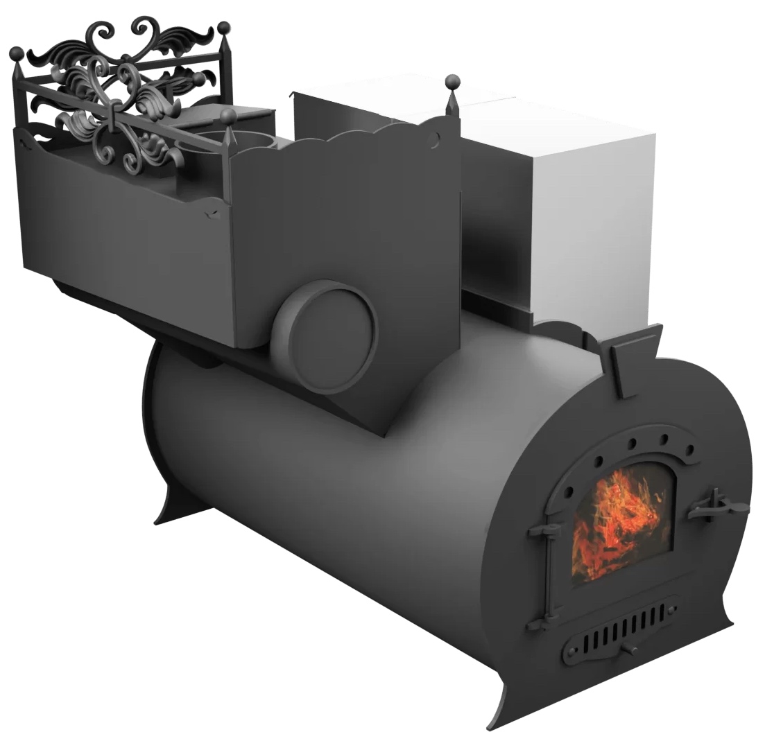 Печь Горыныч 3, каменка закрытая с левой стороны, малая дверь со стеклом фото в Уфе