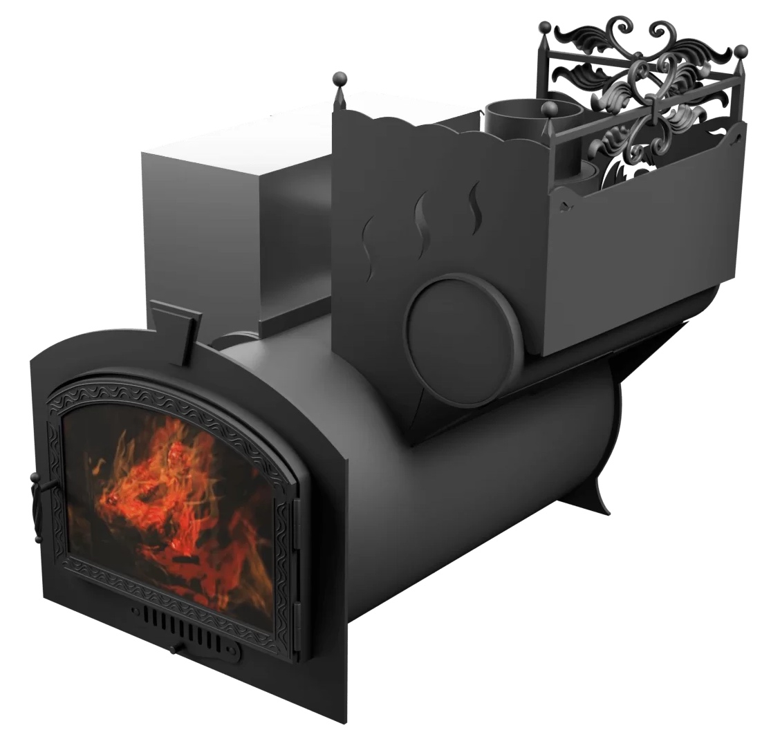 Печь Горыныч 3, каменка с правой стороны, большая дверь со стеклом фото в Уфе