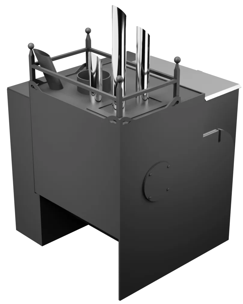Печь Горыныч Мини, каменка закрытая с парогенератором с правой стороны, естественная система воздушного отопления фото в Уфе