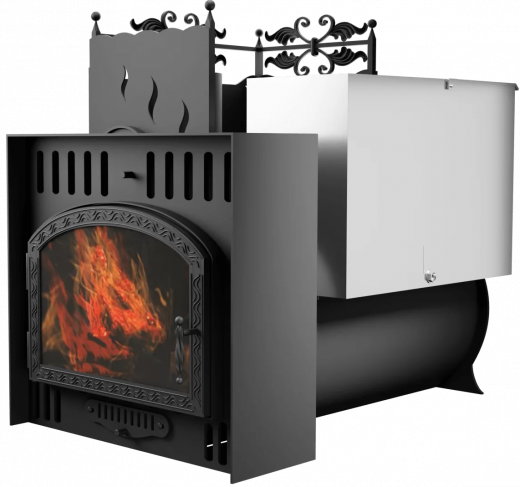 Печь Горыныч 3, каменка с левой стороны, большая дверь со стеклом, естественная система воздушного отопления фото в Уфе