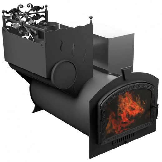 Печь Горыныч 3, каменка с левой стороны, большая дверь со стеклом фото в Уфе