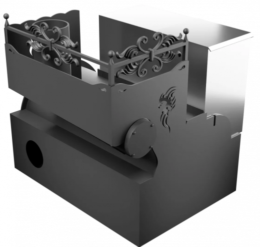 Печь Горыныч 3, каменка с правой стороны, малая дверь со стеклом, система воздушного отопления фото в Уфе
