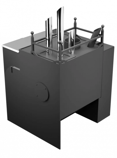Печь Горыныч Мини, каменка закрытая с парогенератором с левой стороны, естественная система воздушного отопления фото в Уфе