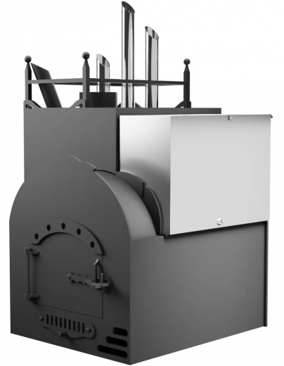 Печь Горыныч Мини, каменка закрытая с парогенератором с левой стороны, система воздушного отопления фото в Уфе